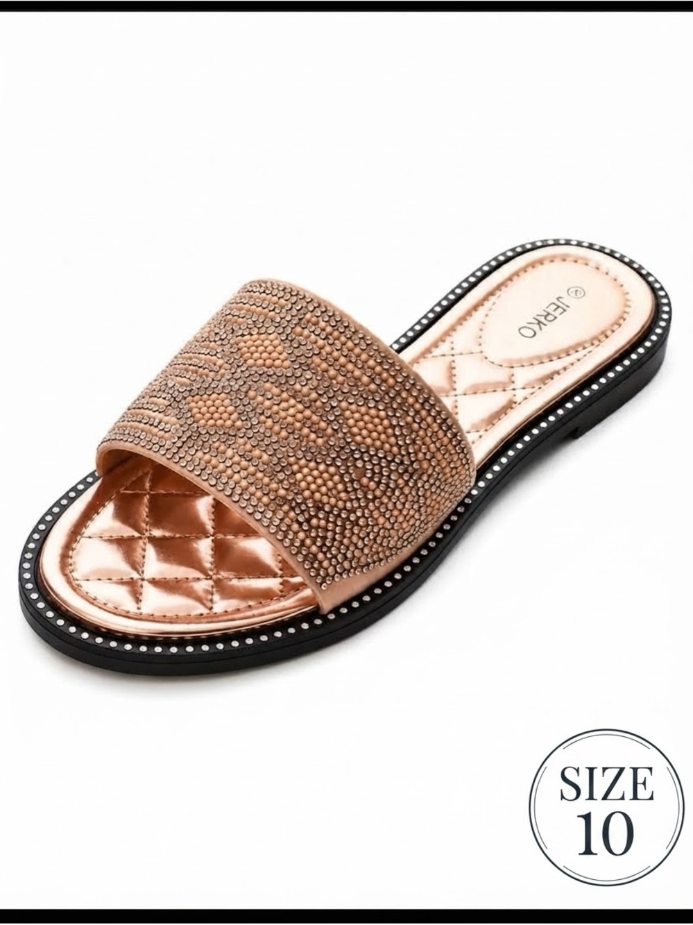 J. Reyo Rose Gold Beaded Slide Sandal - Women's
